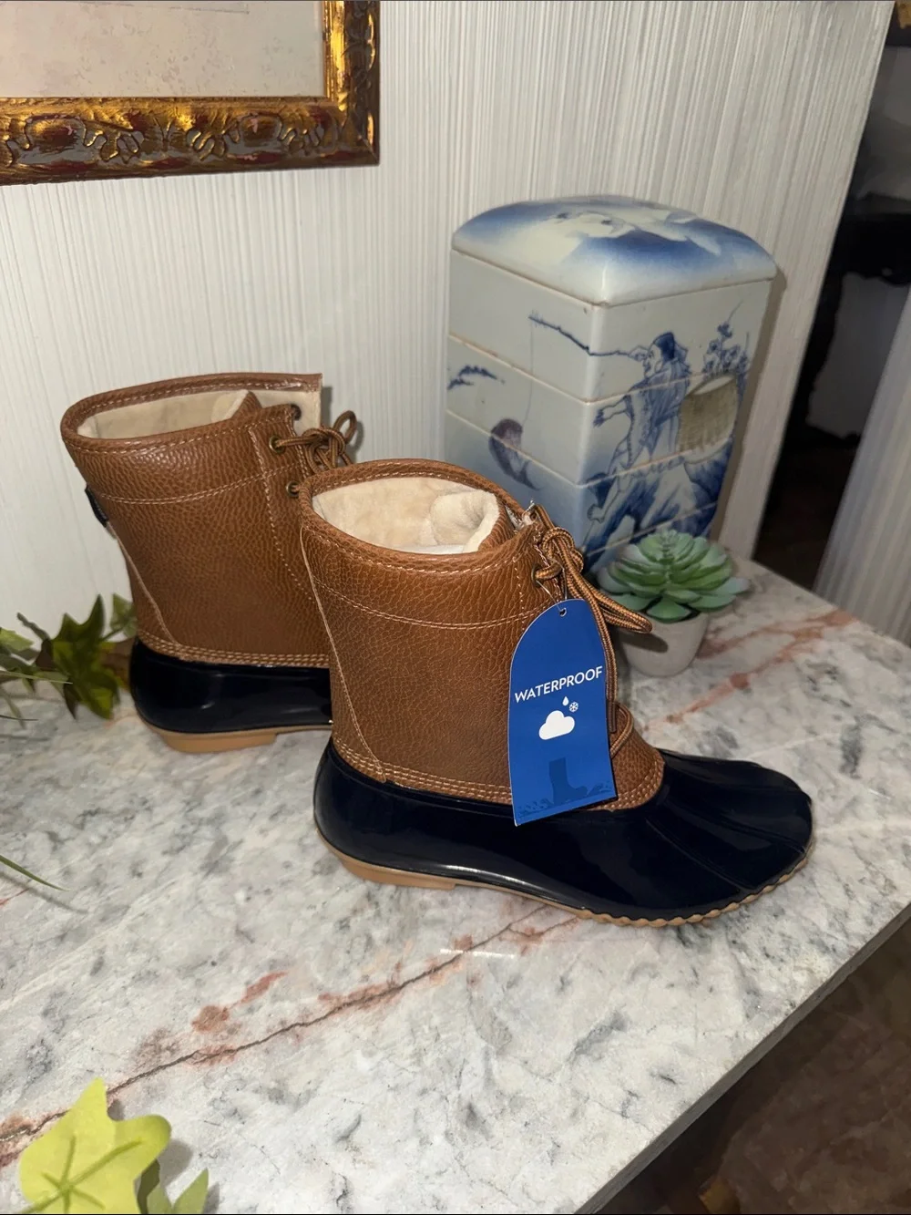 Waterproof Lace-Up Duck Boots